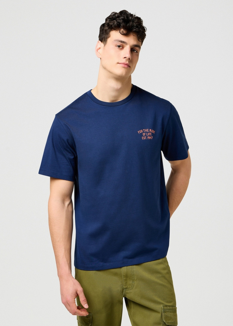 Meski T Shirt Wrangler Graphic Tee Black Iris - 112371418