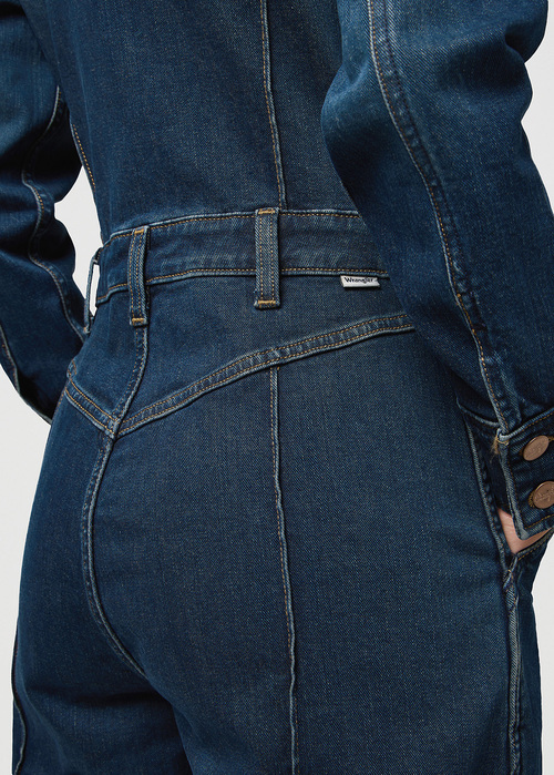 Damskie Spodnie Dzinsowe Wrangler Western Coverall Jumpsuit Rustic Rinse - 112371042