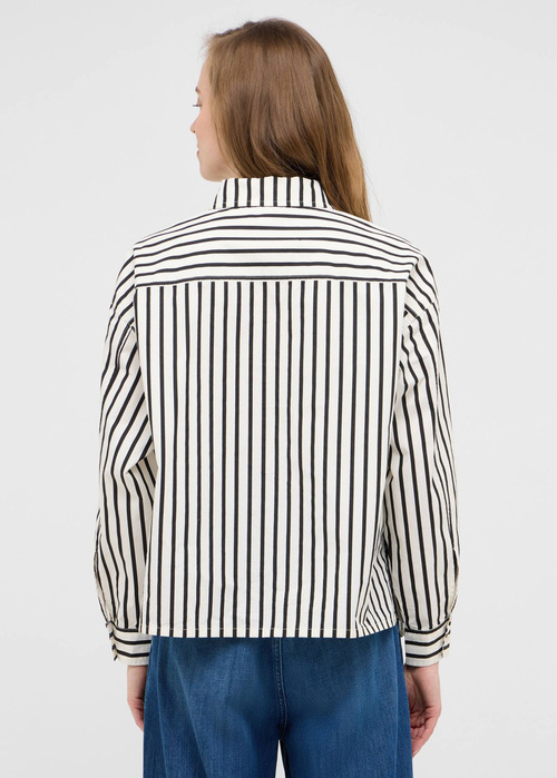 Damska Koszula Materialowa Mustang Salinas Irregular Black Stripe - 1016729-12780