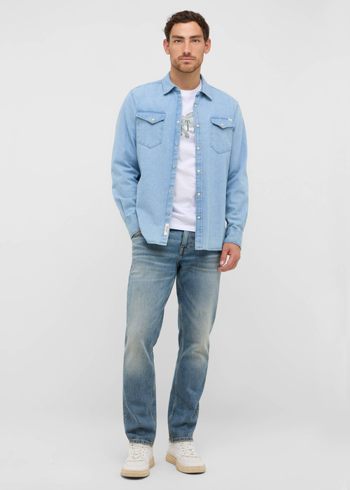 Meska Koszula Dzinsowe Mustang Duver Denim Blue - 1016950-5000-200