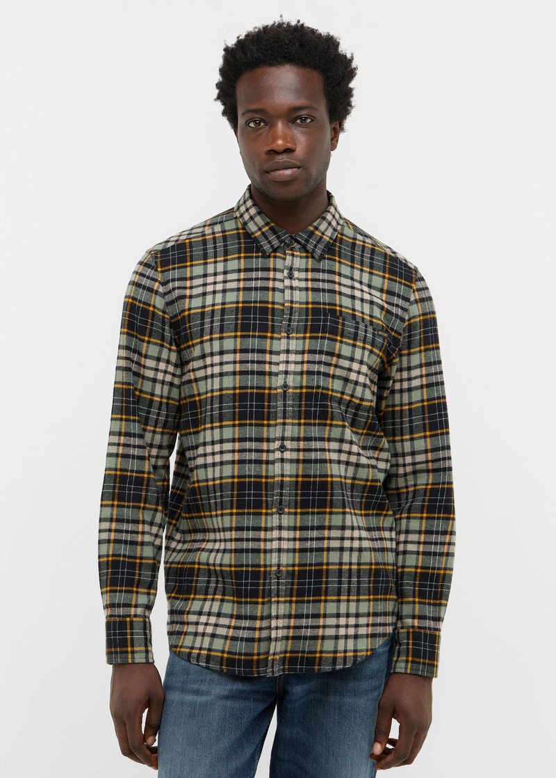 Meska Koszula Materialowe Mustang Eastbridge Brushed Twill Big Check Green - 1016954-12782