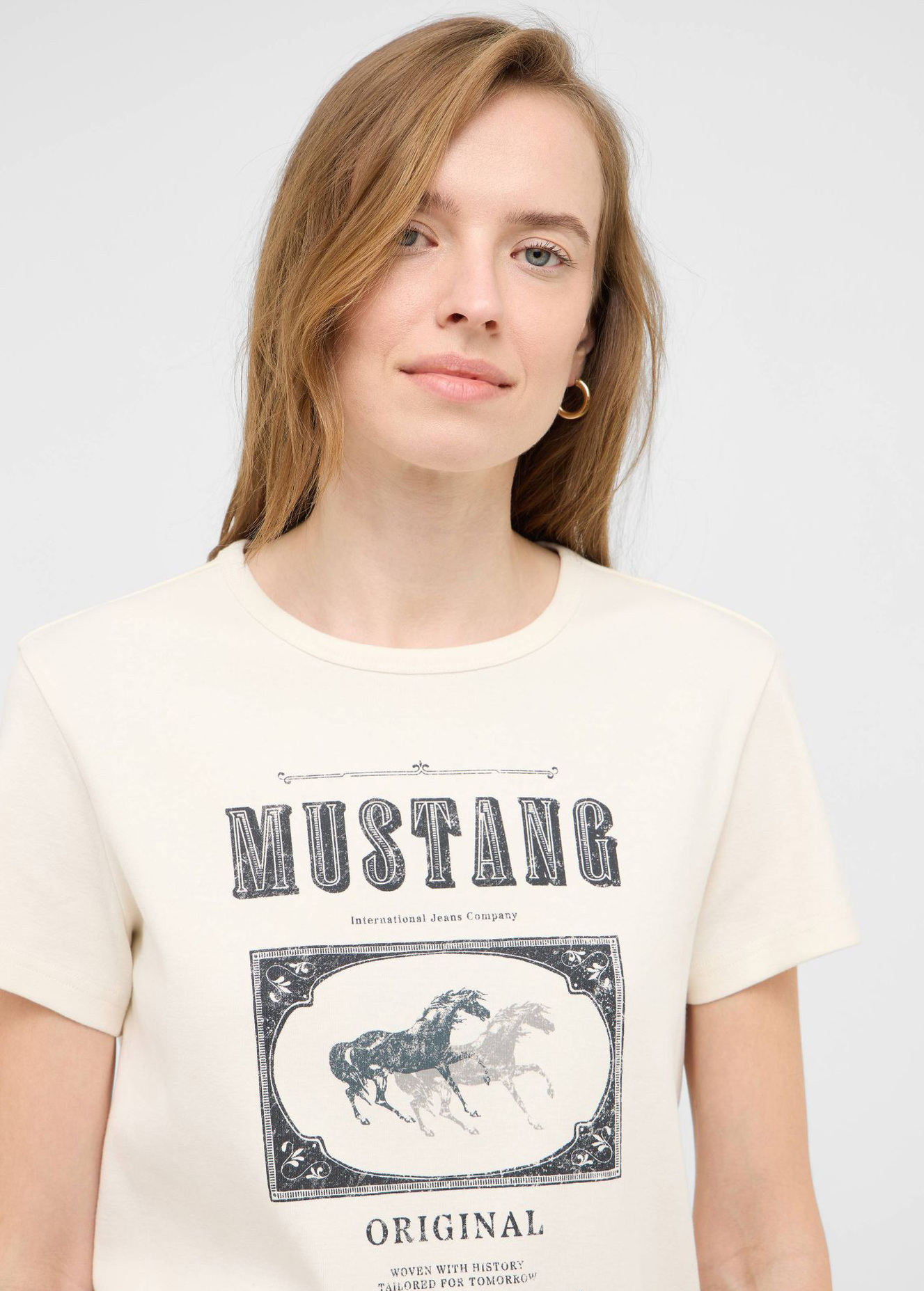 Damski T Shirt Mustang Rosewood Whisper White - 1016758-2013
