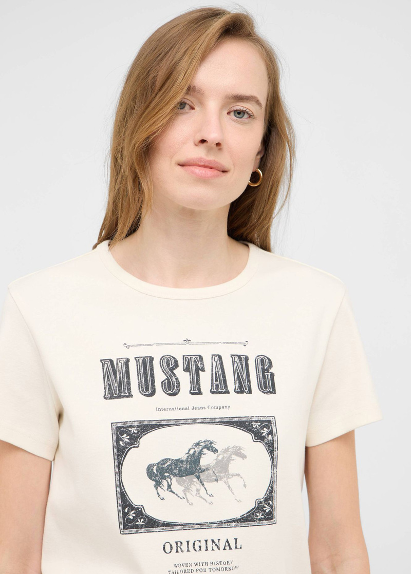 Damski T Shirt Mustang Rosewood Whisper White - 1016758-2013