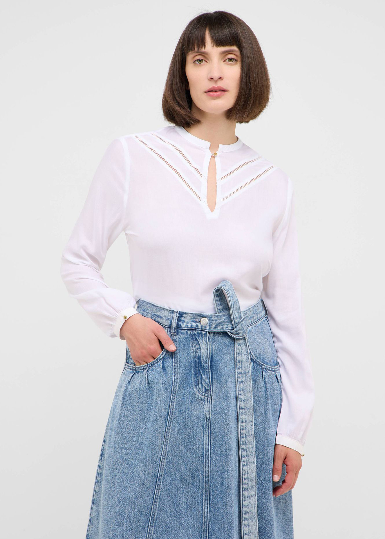 Damska Koszula Materialowa Mustang Elsberry Whisper White - 1016726-2013