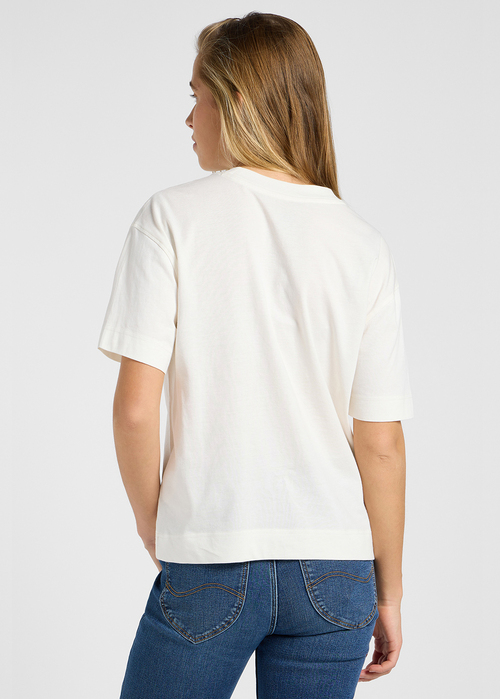 Damski T Shirt Lee Short Sleeve Tee Ecru - 112371882