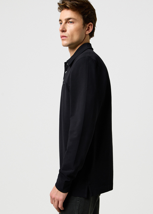 Meska Koszulka Polo Wrangler Long Sleeve Polo Shirt Black - 112371395