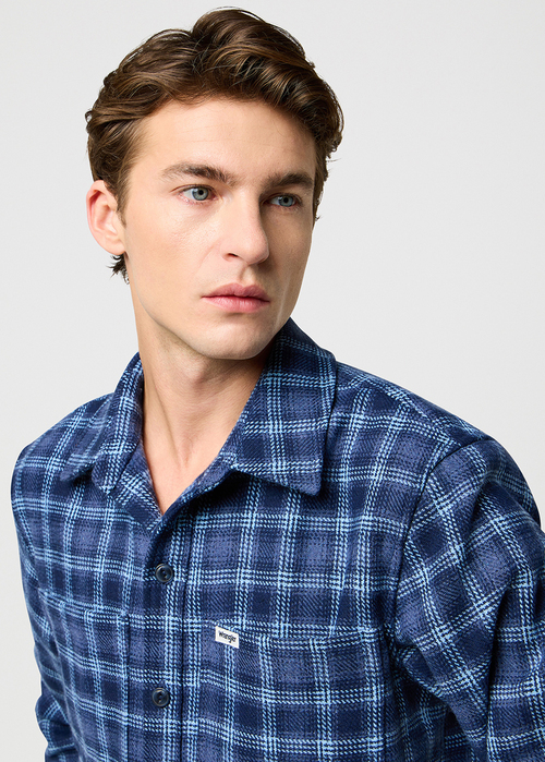 Meska Koszula Materialowe Wrangler Overshirt Dark Blue Check - 112371407