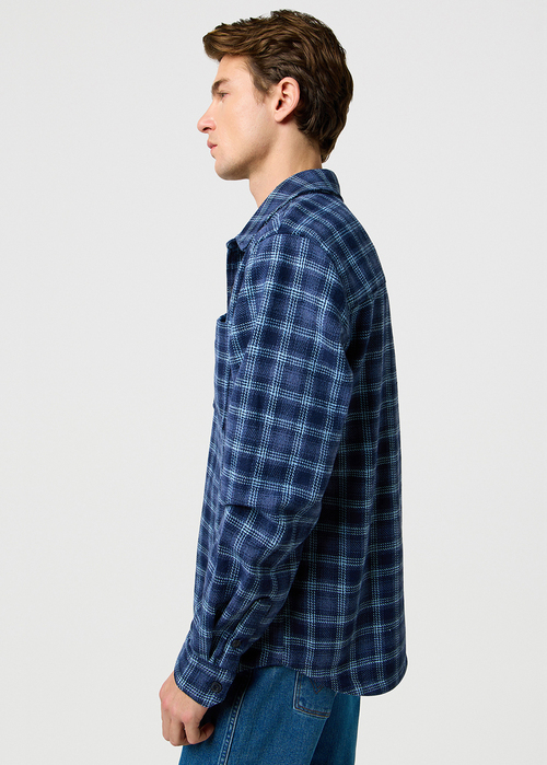 Meska Koszula Materialowe Wrangler Overshirt Dark Blue Check - 112371407
