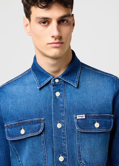 Meska Koszula Dzinsowe Wrangler Overshirt Slatebound - 112373187