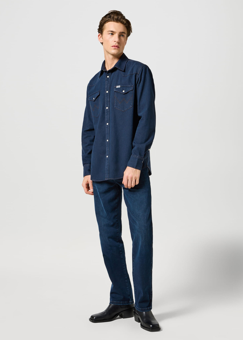 Meska Koszula Dzinsowe Wrangler Western Shirt Midnight Rodeo - 112357193