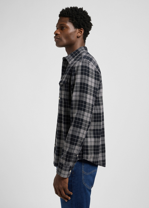 Meska Koszula Materialowe Lee Leesure Shirt Black Painter Gray Check - 112370456