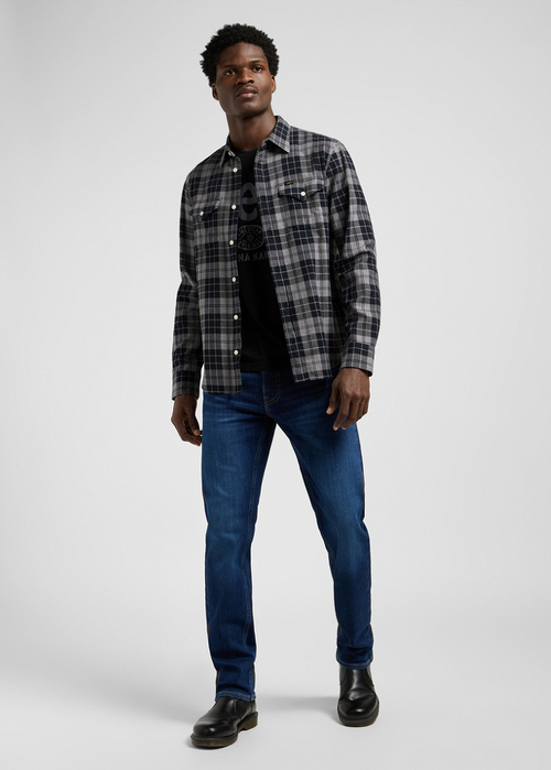 Meska Koszula Materialowe Lee Leesure Shirt Black Painter Gray Check - 112370456