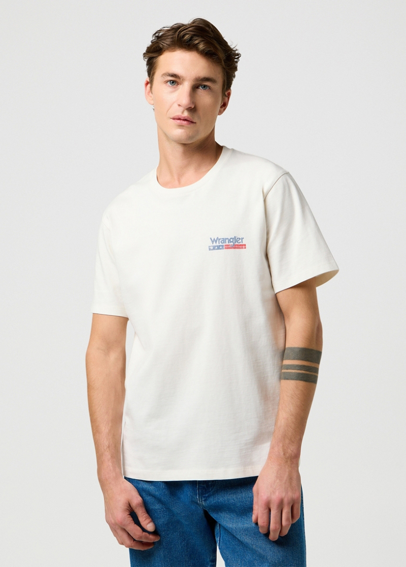 Meski T Shirt Wrangler Americana Tee Worn White - 112371409