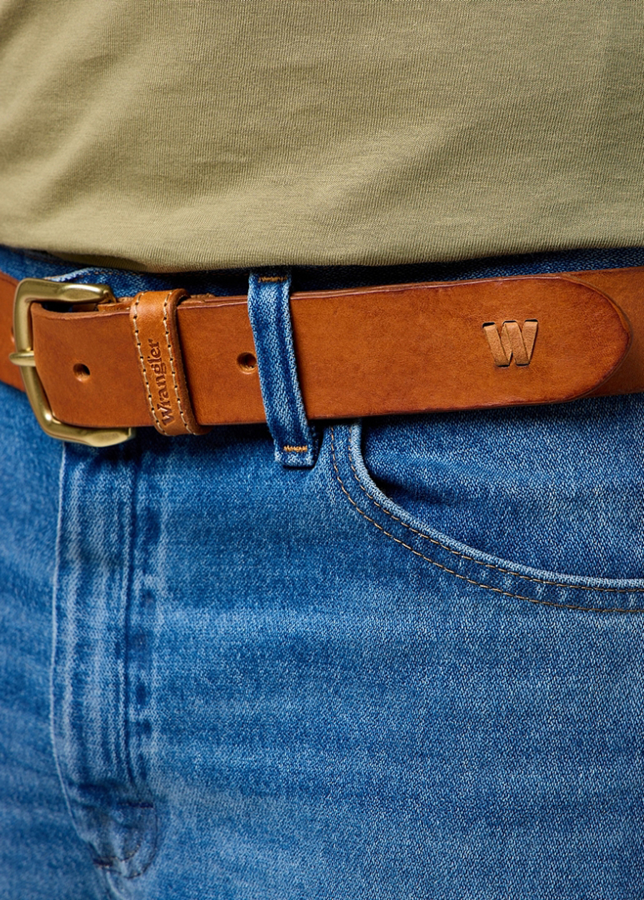 Pasek Meski Wrangler West Belt Cognac - 112372656