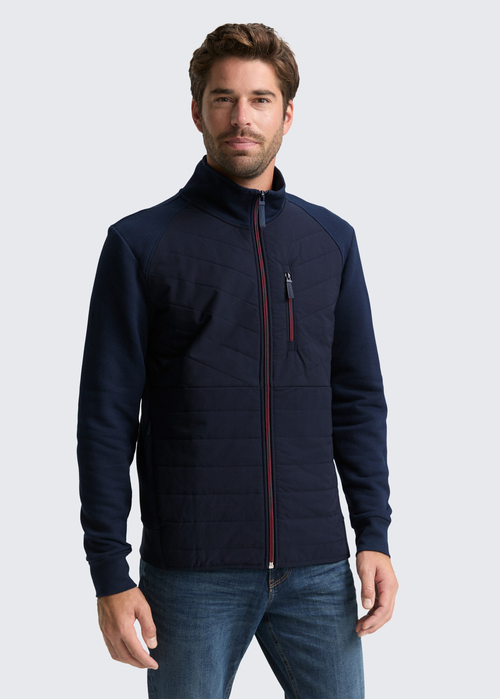 Tom Tailor Hybrid Sweat Jacket With Quilting - Sky Captain Blue 1047772-10668