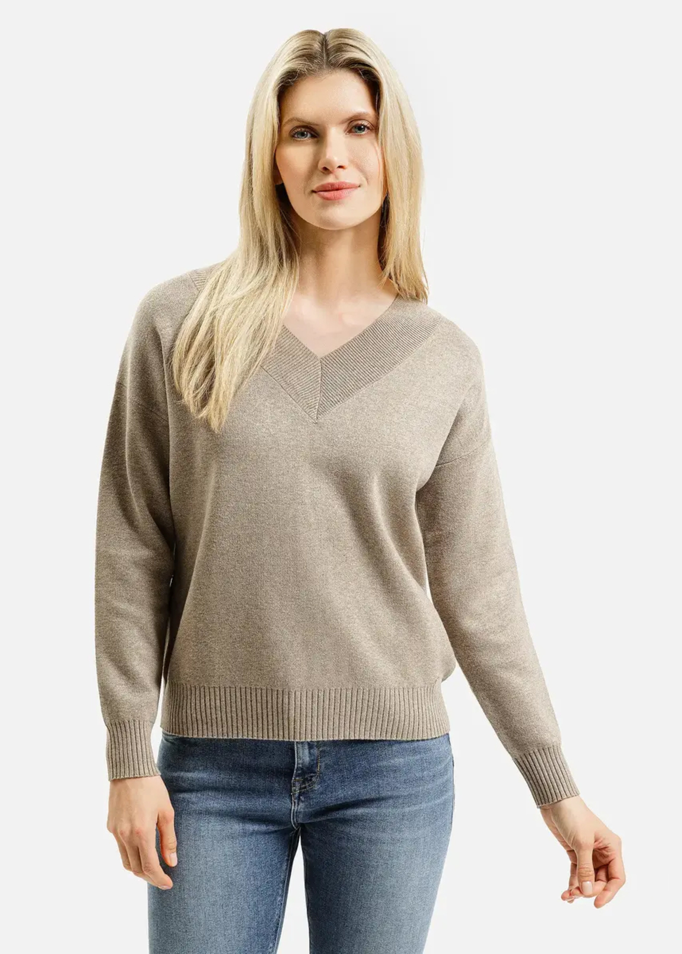 Damski Sweter Bezowy Damski Sweter Cross Jeans - 73344-383