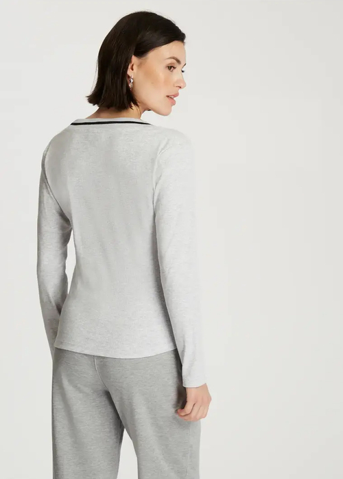 Szara Koszulka Z Dlugim Rekawem Cross Jeans - 56224-537