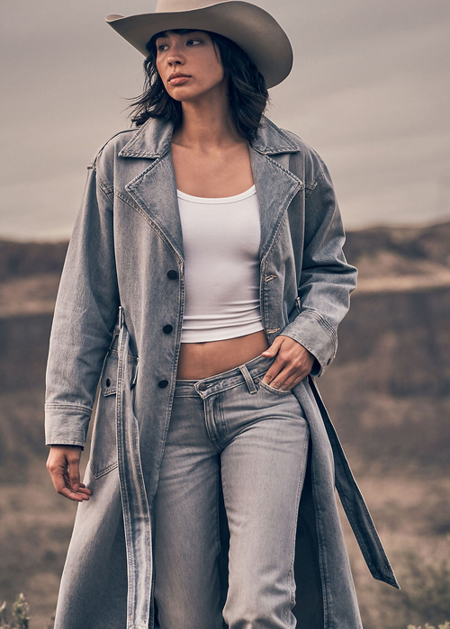 Damski Paszcz Wrangler Denim Trench Haute Haze - 112370806