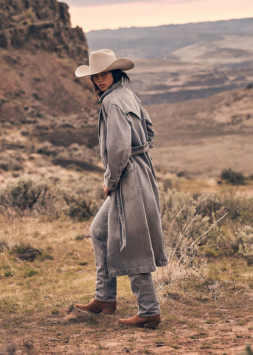 Damski Paszcz Wrangler Denim Trench Haute Haze - 112370806