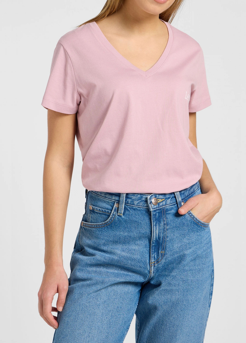 Damski T Shirt Lee V Neck Tee Pretty Plum - 112371857