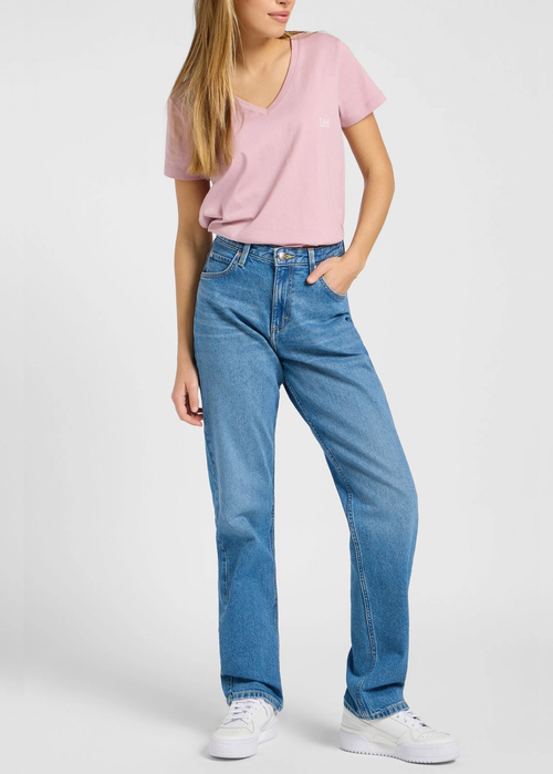 Damski T Shirt Lee V Neck Tee Pretty Plum - 112371857