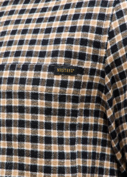 Meska Koszula Materialowe Mustang Eastbridge Brushed Twill Mini Check Black - 1016960-12786
