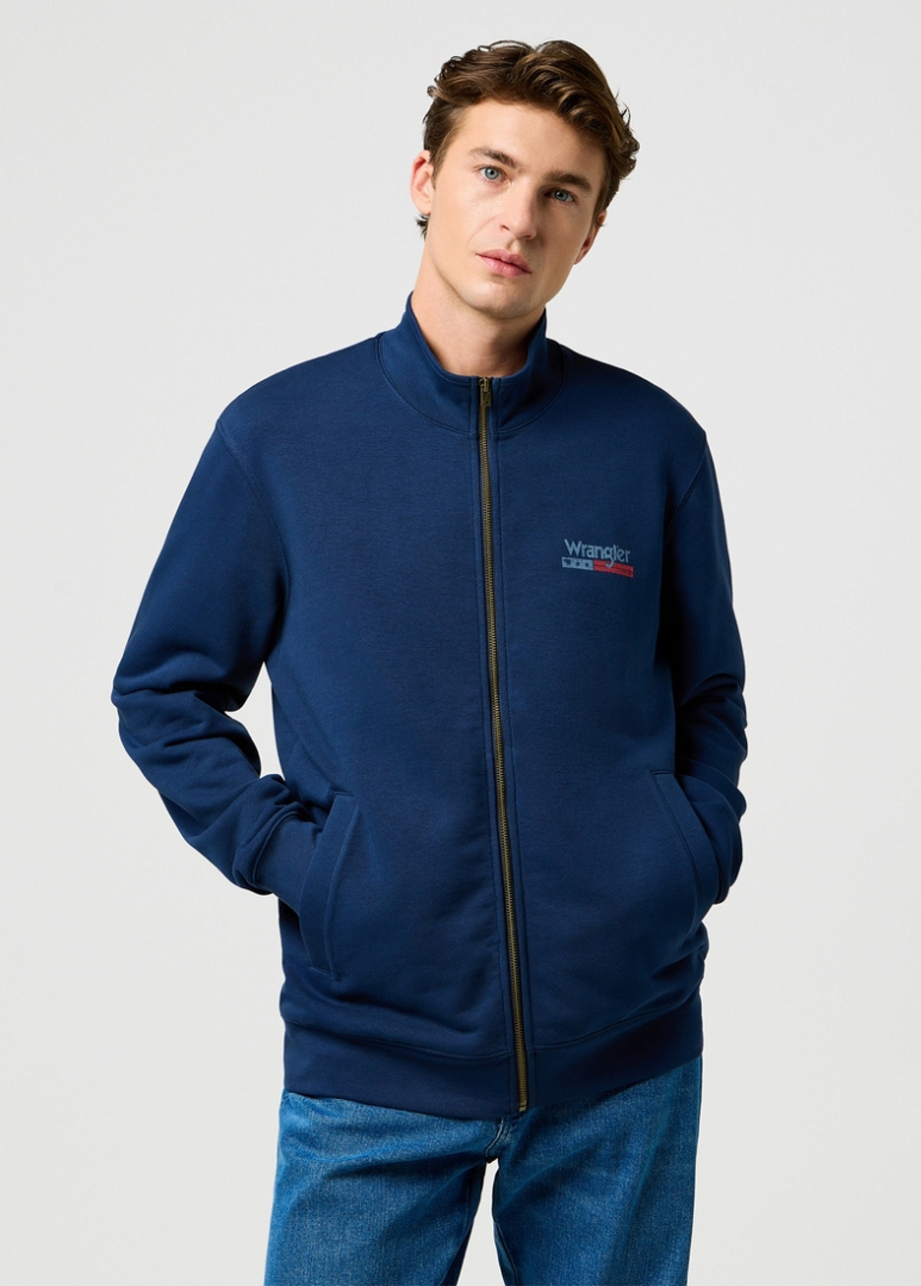Meska Bluza Wrangler Funnel Neck Zip Navy - 112371423