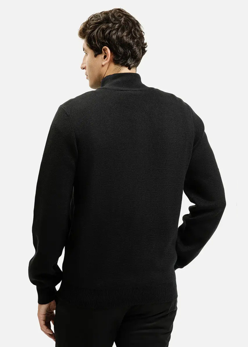 Meski Sweter Cross Jeans Halfzip Knit Black 020 - 34267-020