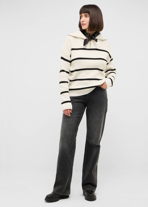 Damski Sweter Mustang Madera Henley Stripe - 1016779-12792