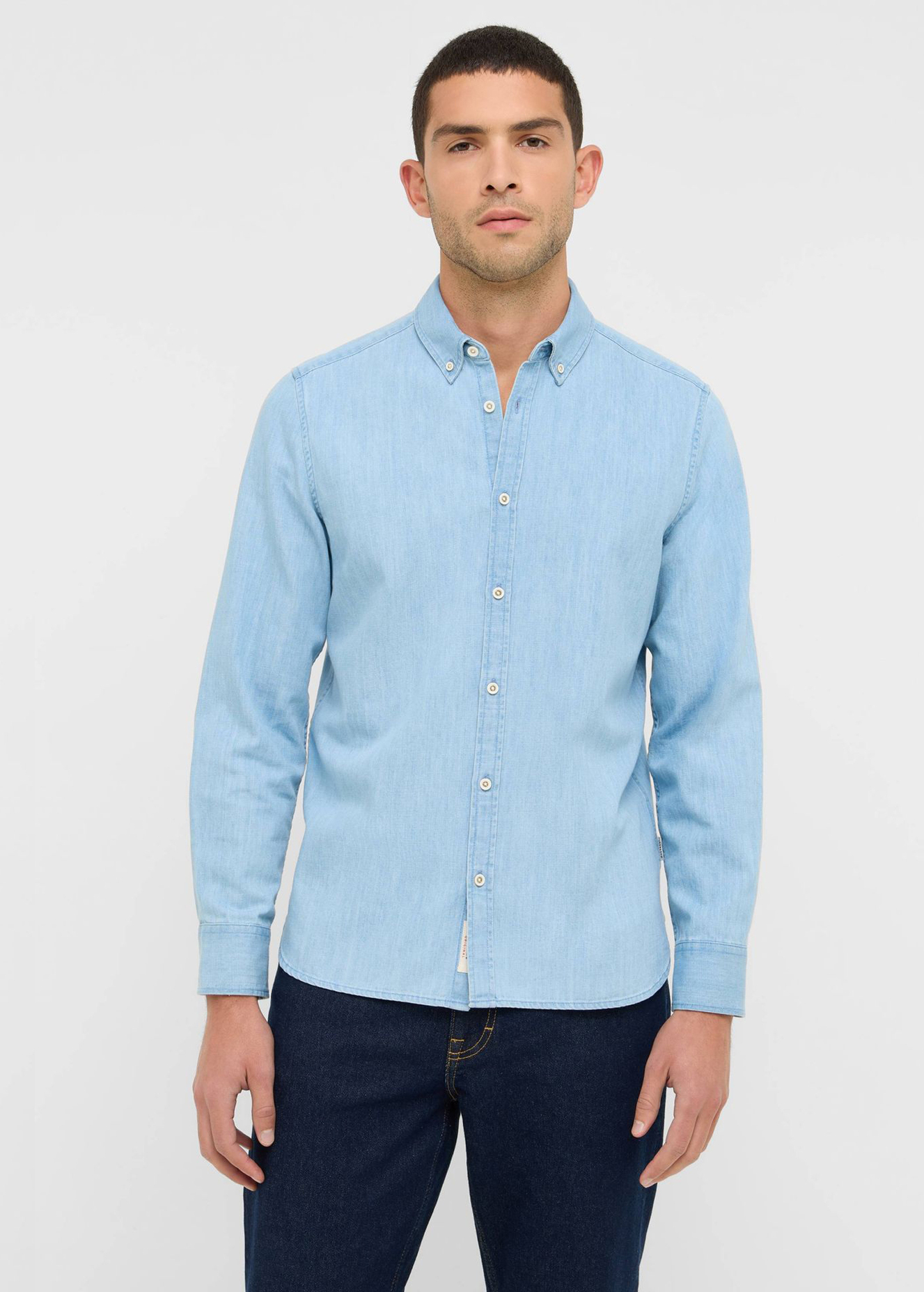 Meska Koszula Materialowe Mustang Cullman Denim Blue - 1016946-5000-200