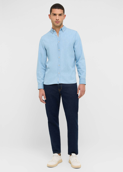 Meska Koszula Materialowe Mustang Cullman Denim Blue - 1016946-5000-200