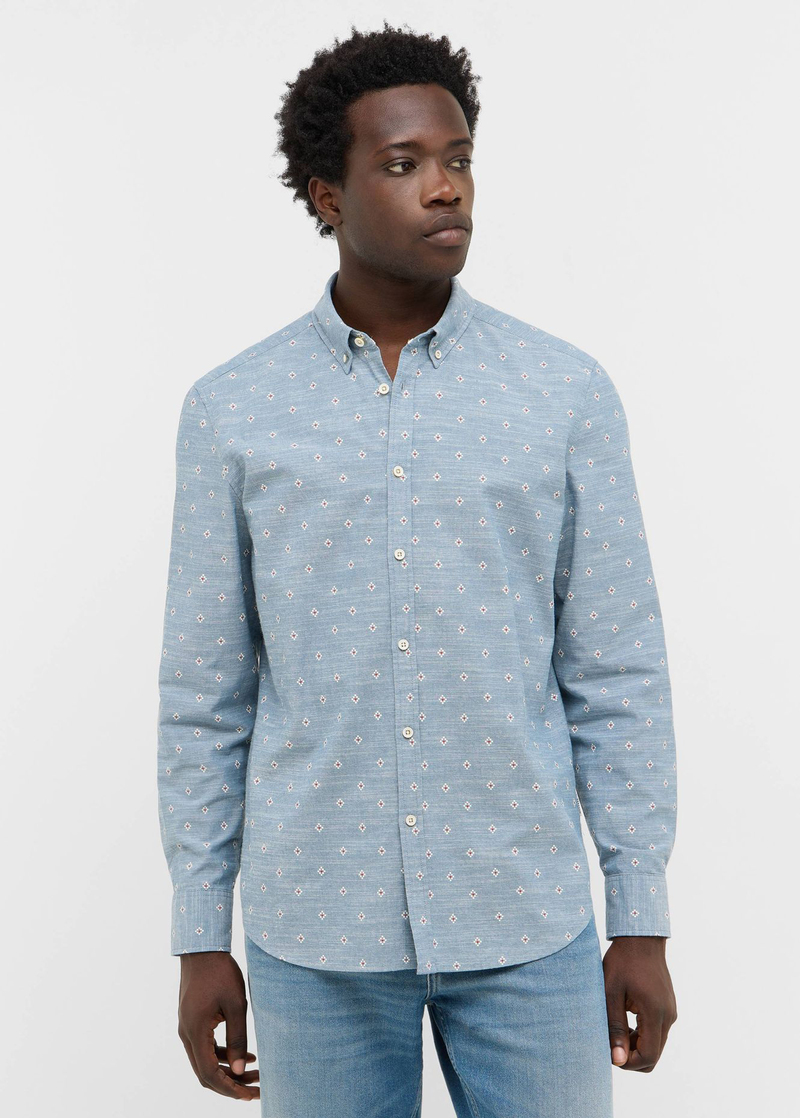 Meska Koszula Materialowe Mustang Elmore Ikat Light Chambray - 1016948-12766