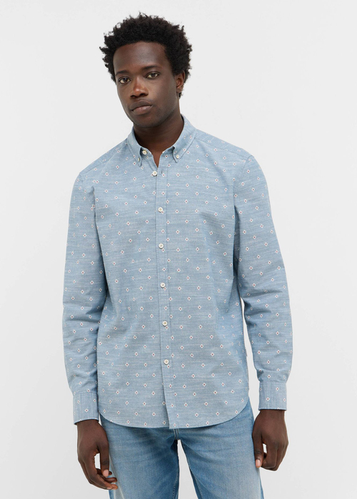 Meska Koszula Materialowe Mustang Elmore Ikat Light Chambray - 1016948-12766