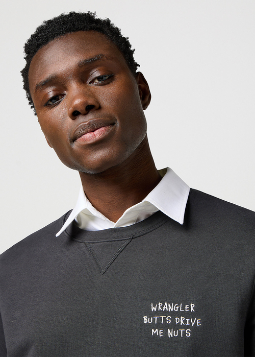 Meska Bluza Wrangler Embroidery Crew Faded Black - 112371518