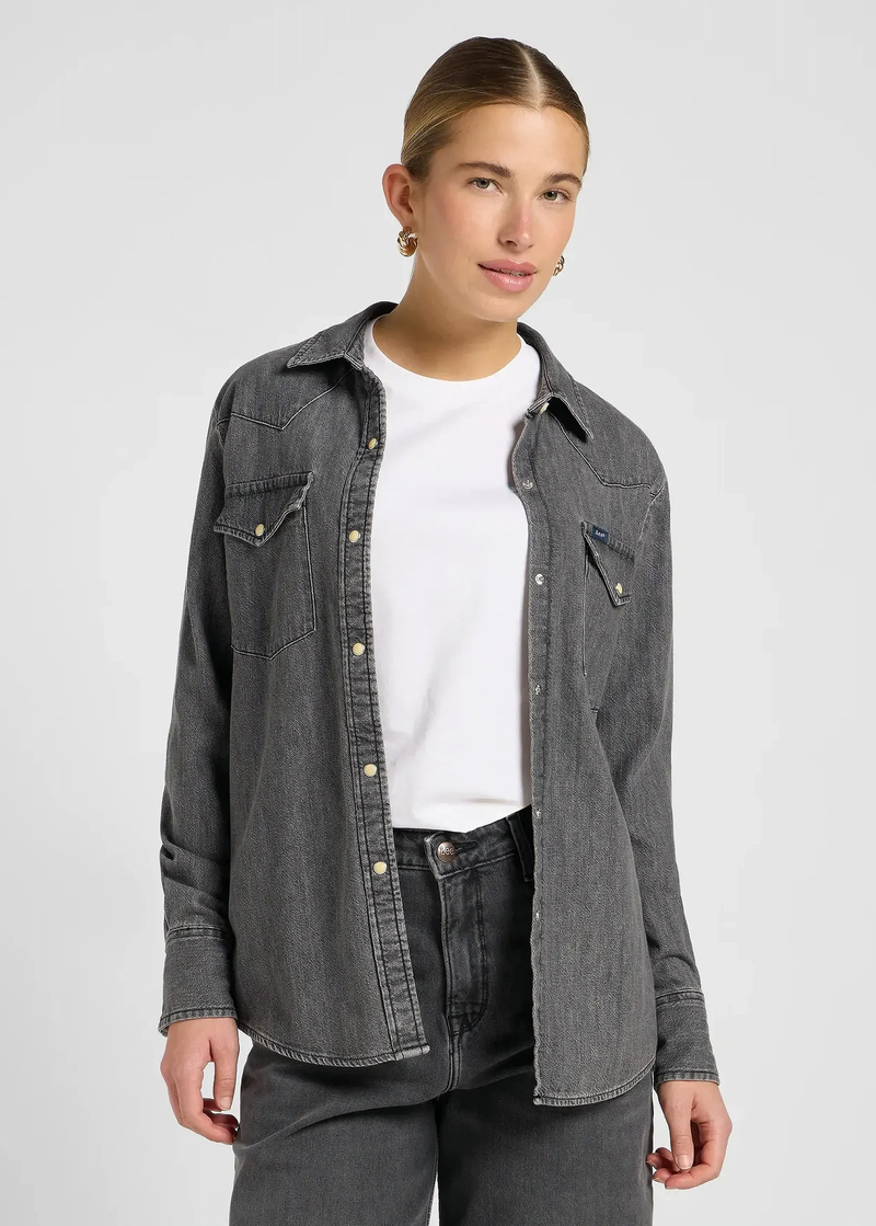 Damska Koszula Dzinsowa Lee Regular Western Shirt Asphalt Black - 112370982