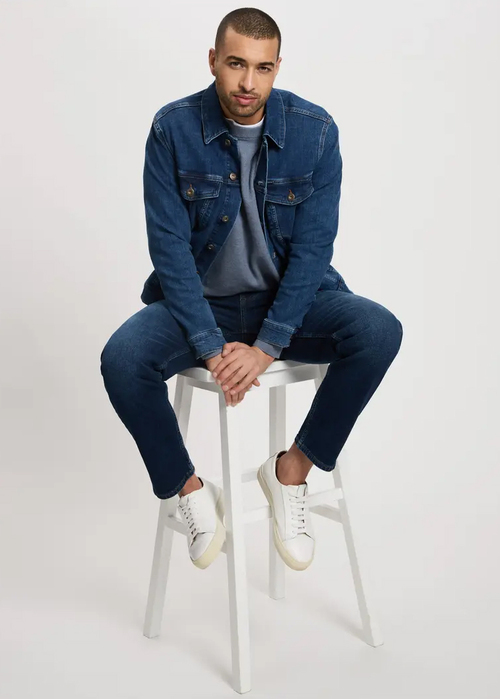 Meski Sweter Cross Jeans Knitwear C Neck Blue Melange - 34266-200