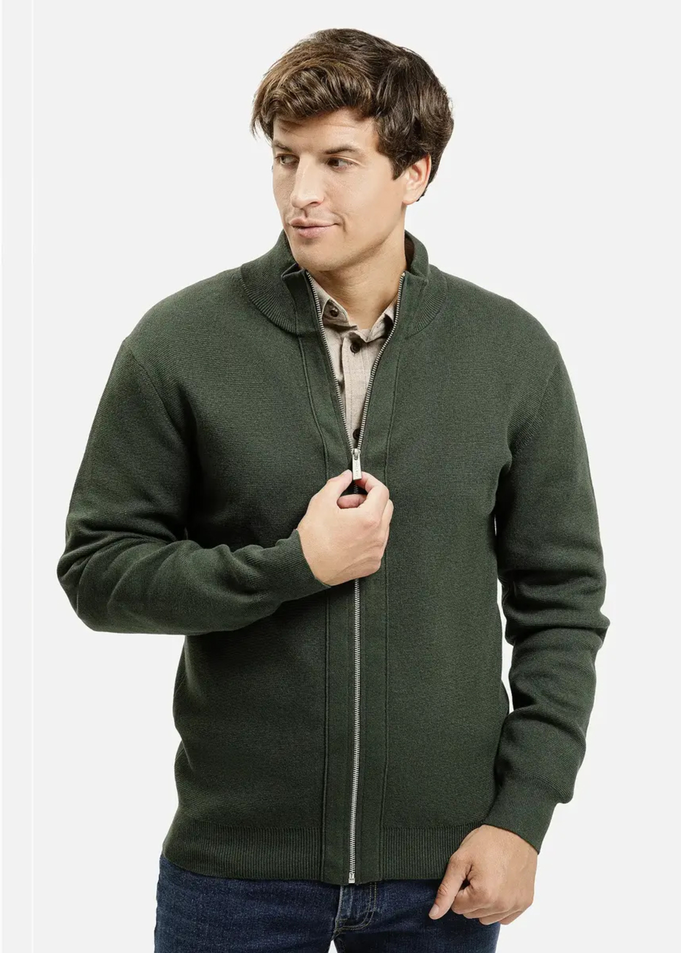 Meski Sweter Rozpinany Zielony Sweter Cross Jeans - 34268-387