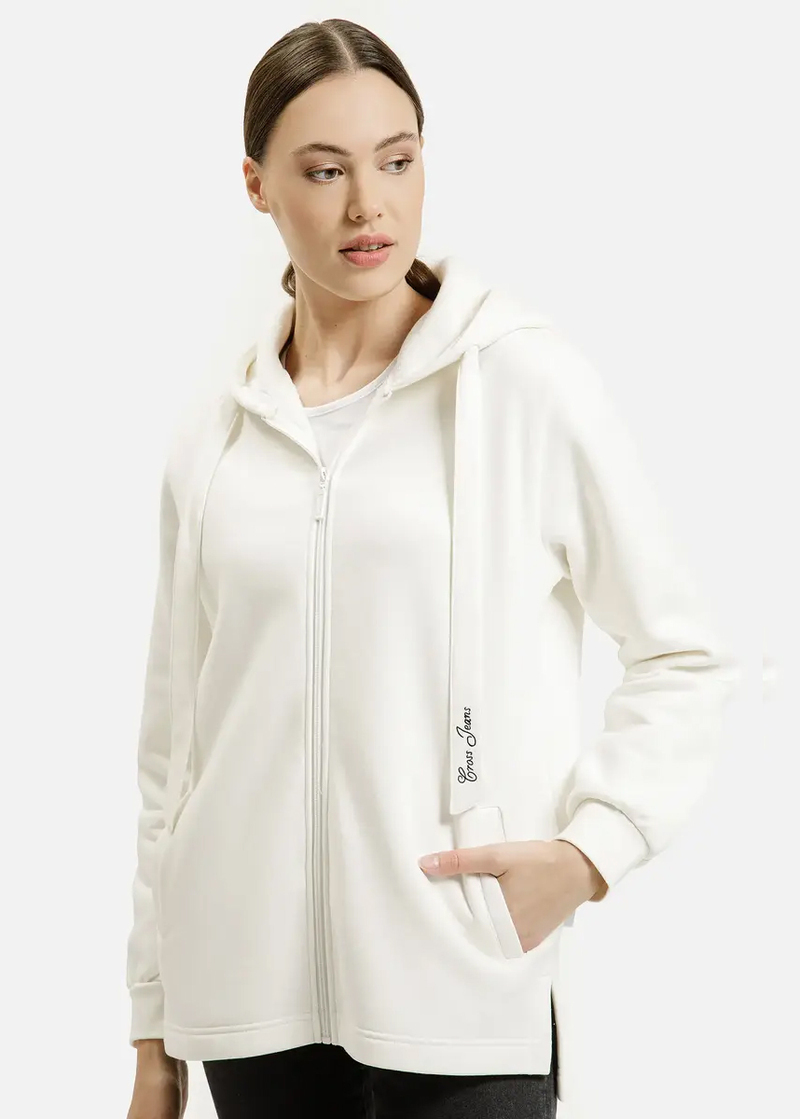 Bluza Damska Cross Jeans Hoodie Sweatshirt Ecru - 65471-028