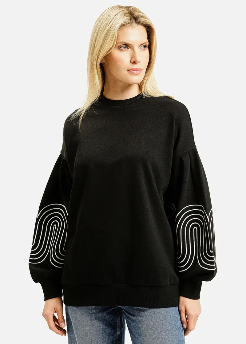 Bluza Damska Cross Jeans Buffon Sweatshirt Black 020 - 65472-020