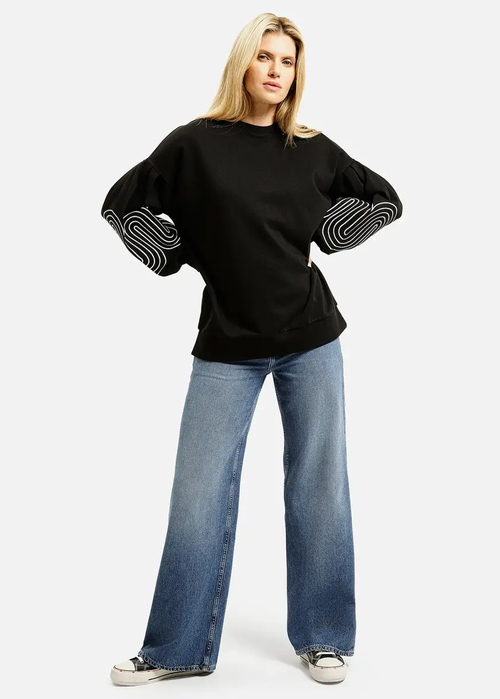 Bluza Damska Cross Jeans Buffon Sweatshirt Black 020 - 65472-020