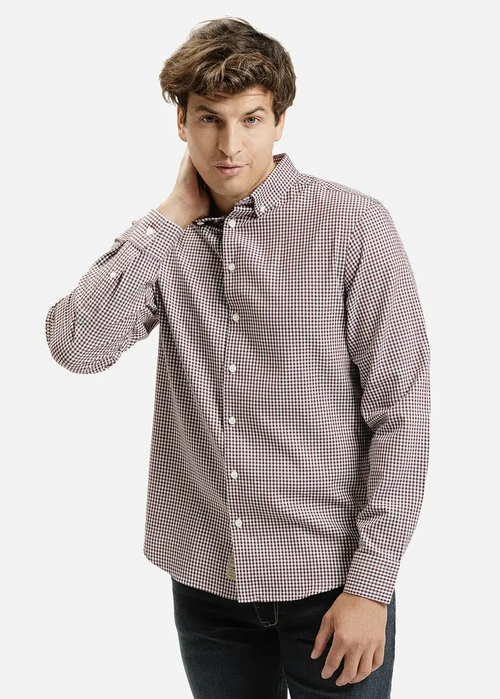 Cross Jeans Small check shirt - Dark Red 35612-499