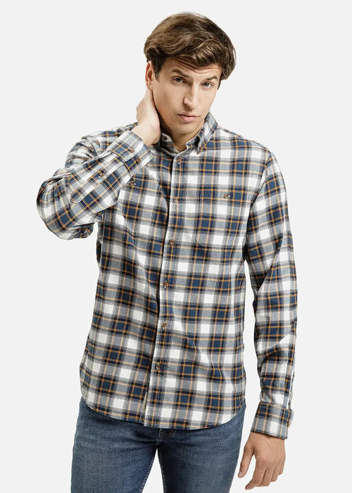 Cross Jeans Shirt - White Blue Check 35614-306