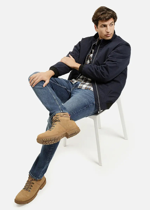 Meska Koszula Materialowe Cross Jeans Shirt White Blue Check - 35614-306