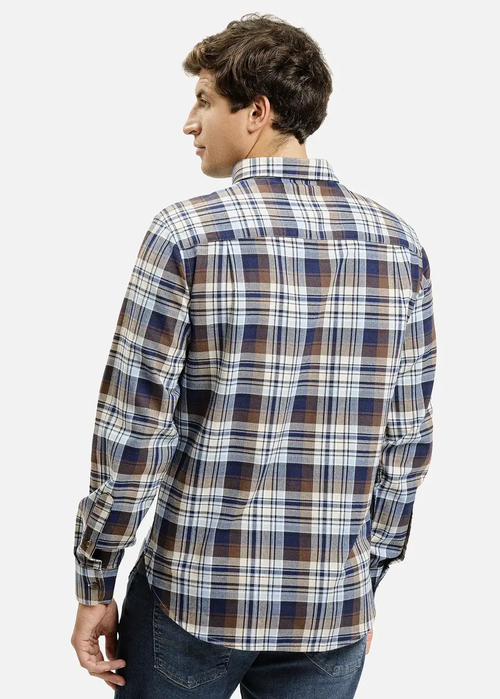 Meska Koszula Materialowe Meska Koszula Cross Jeans Brown Check - 35616-025