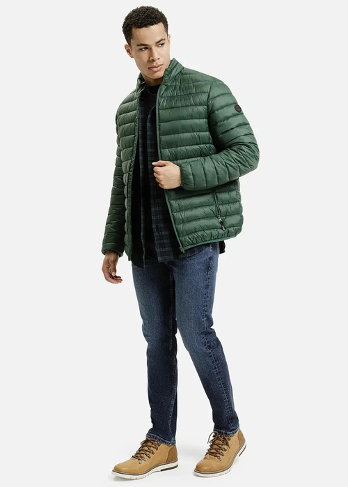 Meska Koszula Materialowe Koszula Cross Jeans W Ciemnozielona Krate - 35617-001