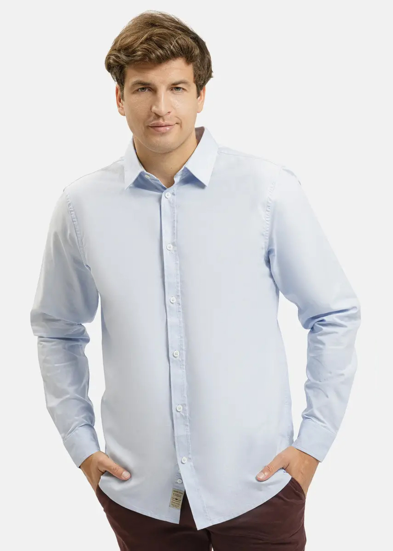 Meska Koszula Materialowe Jasnoniebieska Koszula Cross Jeans - 35624-283