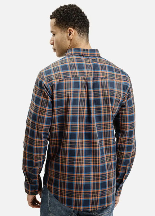 Meska Koszula Materialowe Koszula W Krate Cross Jeans W Kolorze Navy Check - 35626-001