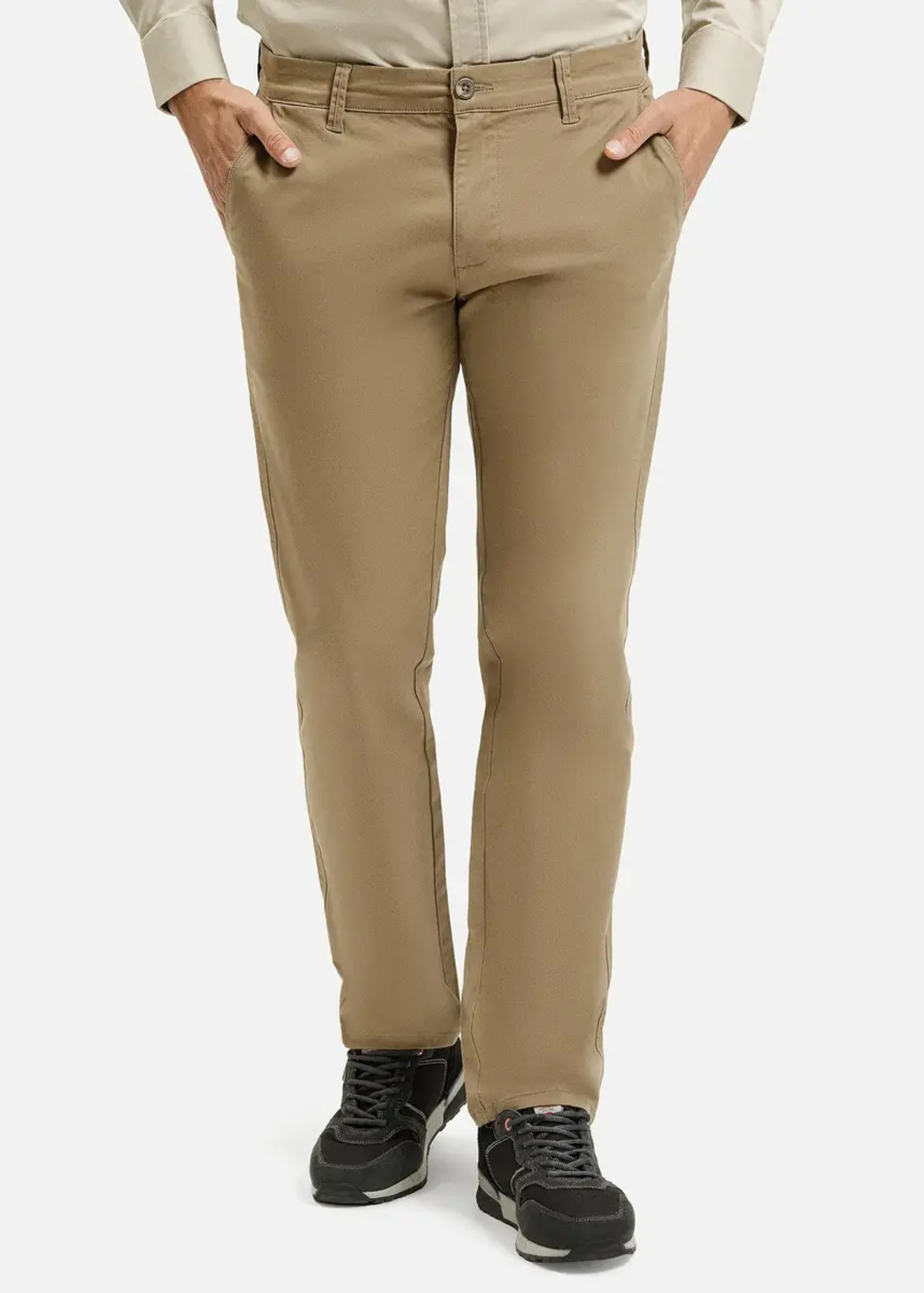 Meskie Spodnie Materialowe Jasnobrazowe Spodnie Chino Cross Jeans - F-194-958