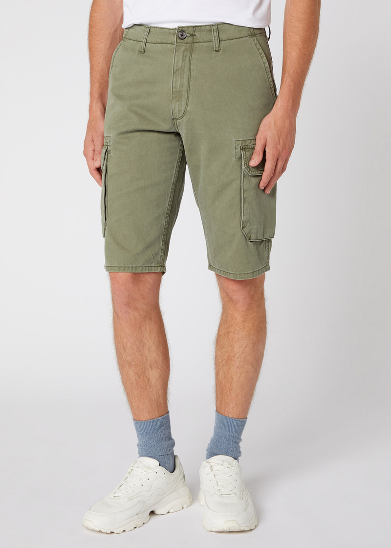 Meskie Szorty Dzinsowe Wrangler Cargo Shorts Dusty Olive - W15DKC275