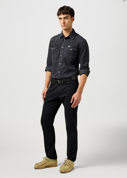 Meskie Spodnie Dzinsowe Wrangler River Rinse Black - 112362409